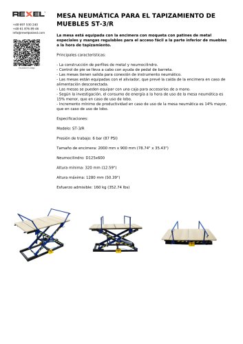 MESA NEUMÁTICA PARA EL TAPIZAMIENTO DE MUEBLES ST-3/R