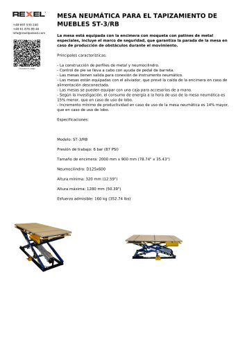 MESA NEUMÁTICA PARA EL TAPIZAMIENTO DE MUEBLES ST-3/RB