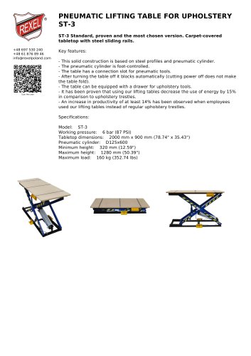 PNEUMATIC LIFTING TABLE FOR UPHOLSTERY ST-3