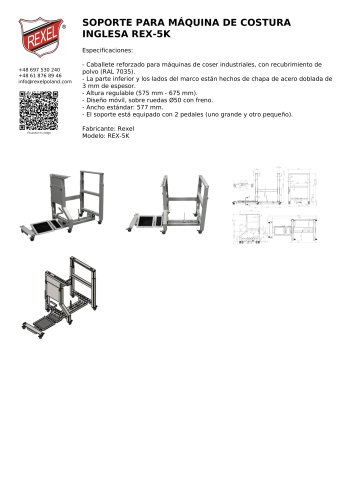 REX-5KSOPORTE PARA MÁQUINA DE COSTURA INGLESA REX-5K