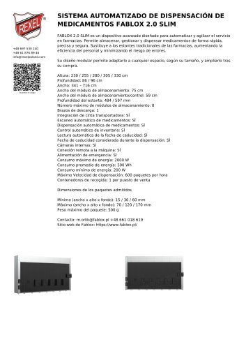 SISTEMA AUTOMATIZADO DE DISPENSACIÓN DE MEDICAMENTOS FABLOX 2.0 SLIM