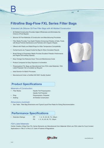 Filtrafine Bag-Flow FXL Series Filter Bags