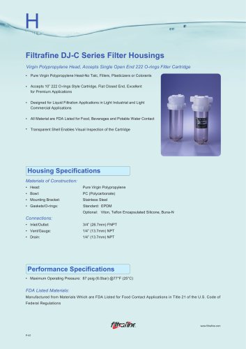 Filtrafine DJ-C Series Filter Housings