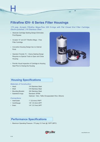 Filtrafine IDV- 6 Series Filter Housings