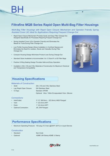 Filtrafine MQB Series Rapid Open Multi-Bag Filter Housings