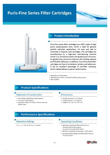 Puris-Fine Series Filter Cartridges