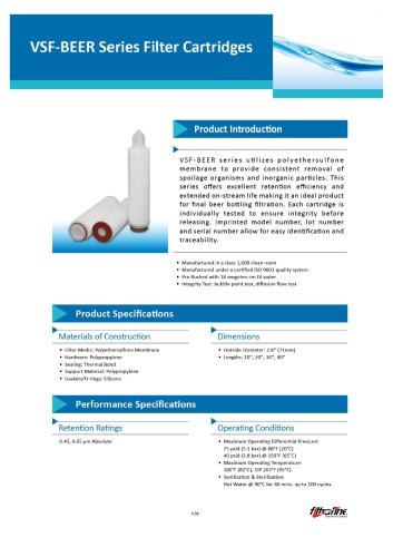 VSF-BEER Series Filter Cartridges