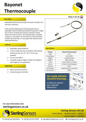 Bayonet Thermocouple