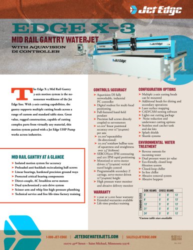 Edge X-3 Mid Rail Gantry Waterjet System