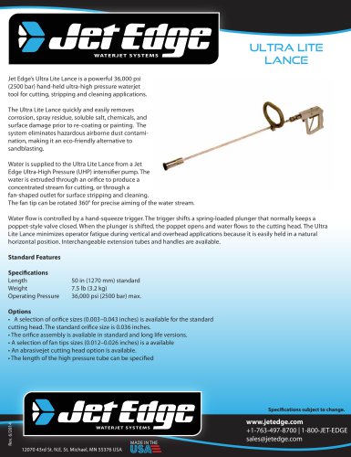 ULTRA LITE LANCE WATERJETTING TOOL