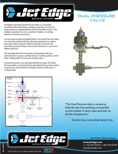 WATER JET DUAL PRESSURE VALVE