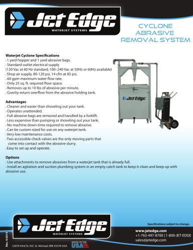 WATERJET CYCLONE ABRASIVE REMOVAL SYSTEM