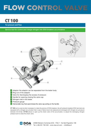 CT100 FLOW CONTROL VALVE FOR PRESSURE AND FLOW