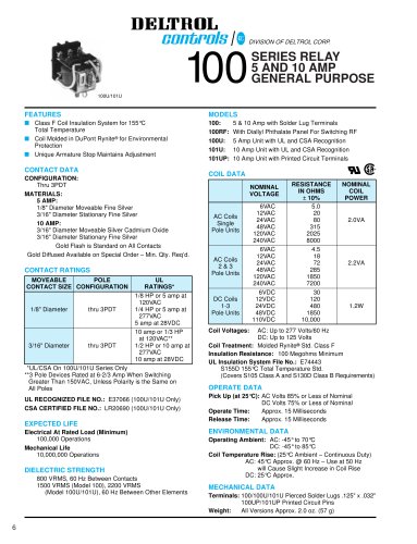 100 SERIES RELAY - GENERAL PURPOSE