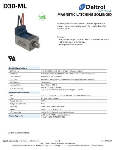 D30-ML Magnetic Latching Solenoid