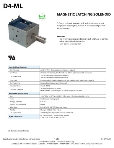 D4-ML Magnetic Latching Solenoid