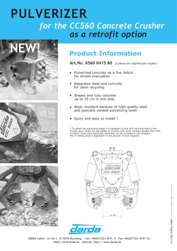 PULVERIZER for the CC560 Concrete Crusher