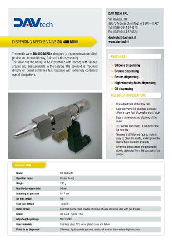 Dispensing needle valve DA 400 MINI