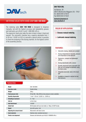 Metering valves with hand-grip DAV 100 MAN