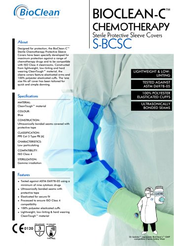 Bioclean-C Sterile Chemotheraphy Protective Sleeve Cover