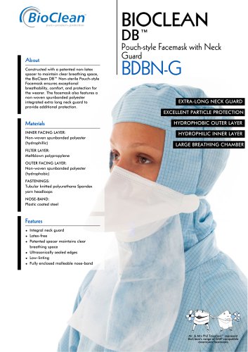 Bioclean DB Non-Sterile Pouch Style Facemask with Neck Guard