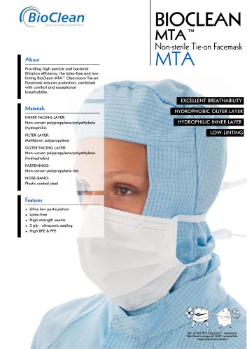 Bioclean MTA Non-Sterile Tie-On Facemask