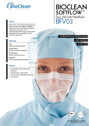 Bioclean Softflow Non-Sterile Face veil with Headloop