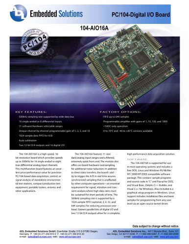 Data PC/104-Digital I/O Board