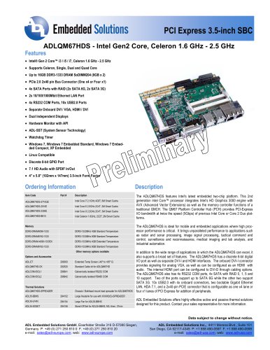 Data PCI Express 3.5-inch SBC