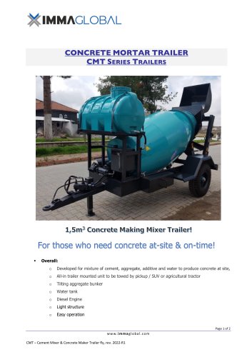 CONCRETE MORTAR TRAILER CMT SERIES TRAILERS