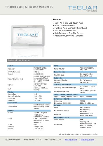 TP-3040-15M | ALL-IN-ONE MEDICAL PC