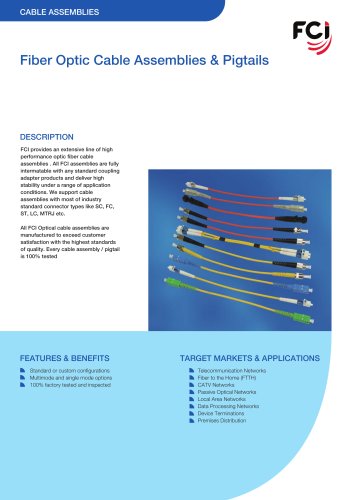 Fiber Optic Cable Assemblies and Pigtails