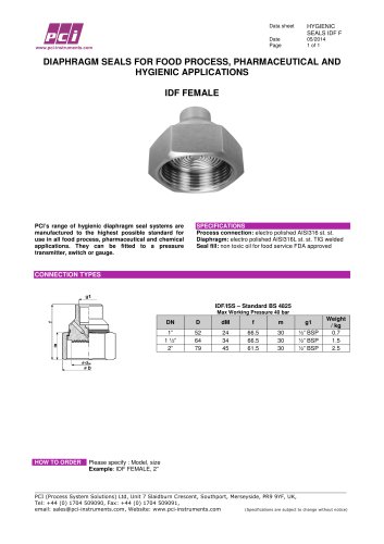 IDF FEMALE HYGIENIC DIAPHRAGM SEAL IDF