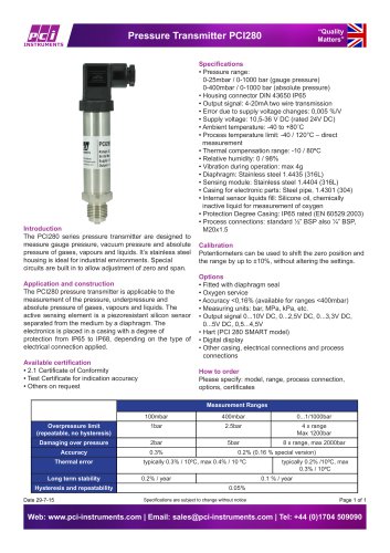 Pressure Transmitter PCI280