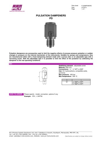 Pulsation Dampener PD