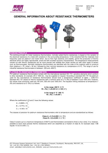 RTD PT100 - General Information