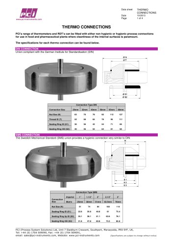 Thermo Connections for Thermometers and RTD Pt100