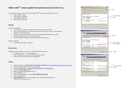 USB - to - CAN  V2 ,  device update from product version V1.0 to V1 .1