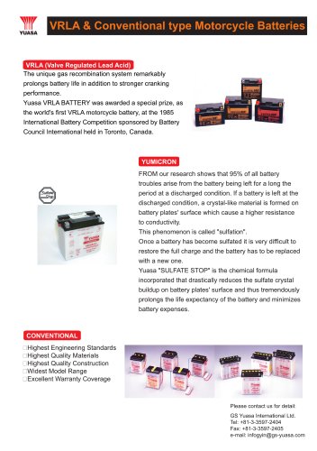 VRLA & Conventional type Motorcycle Batteries 