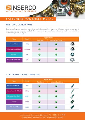 Fasteners for Sheet Metal