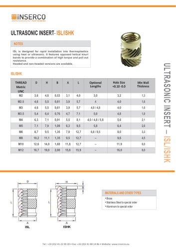 ISL/ISHK Ultrasonic Insert