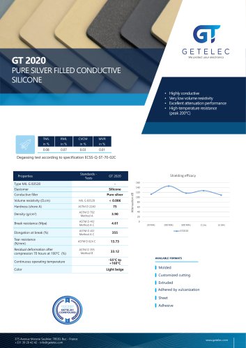 GETELEC - Data sheet Conductive silicone GT2020