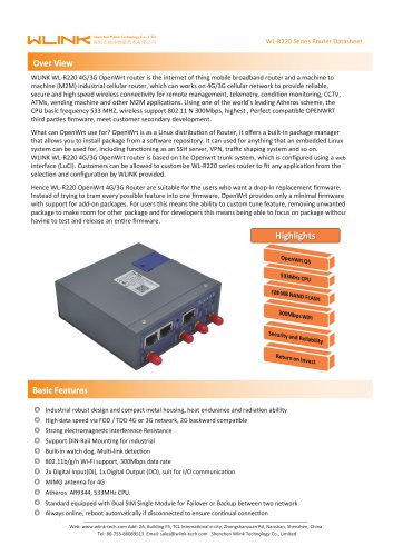 WL-R220 Series Router Datasheet