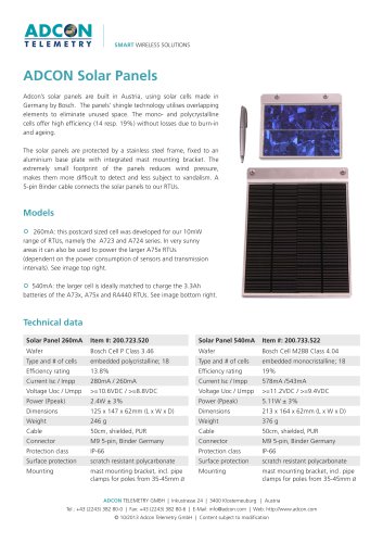 Solar Panels for all Adcon RTUs