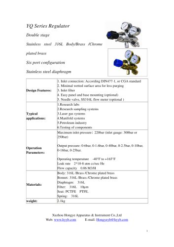 double stage pressure regulator