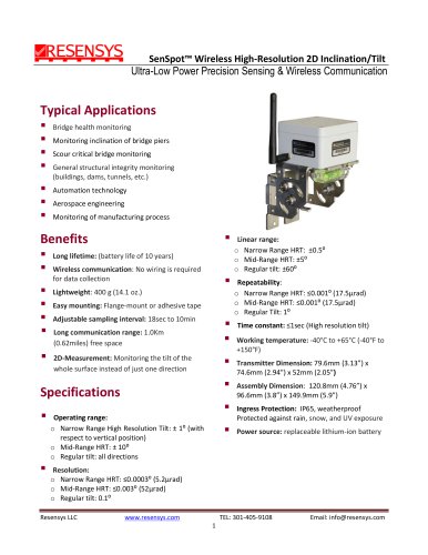 2-axis tilt sensor / digital / wireless SenSpot™