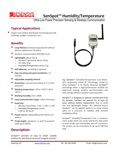 flange-mount humidity and temperature sensor / wireless / small SenSpot™