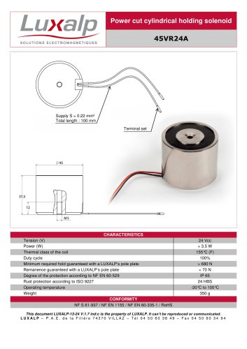 Power cut electromagnetic solenoid / diameter 45