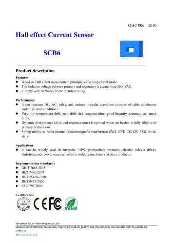 Current sensor circuit SCB6 Series-SoCan