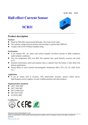 SCB31 Series Close Loop Current Sensor